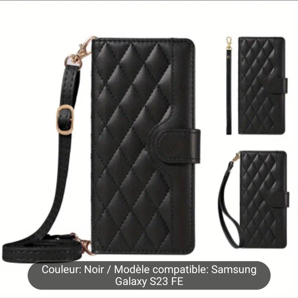 Samsung Black Quilted Wallet Case for Galaxy S21 FE